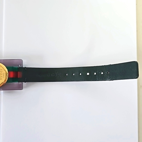 Authentic Gucci Watch Red Green Plexiglass Gold Bee Modern Luxury Designer Watch - Picture 13 of 16